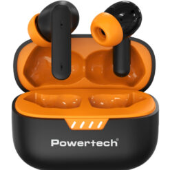 POWERTECH earphones με θήκη φόρτισης PT-1431, True Wireless, 40/400mAh, ANC & ENC, μαύρα Mobile Earphones με θήκη