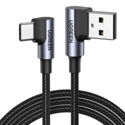 UGREEN Cable USB-A to USB-C, 1m, 3A, Angled, Gray – US176 / 20856 DATA CABLES DATA CABLES