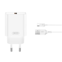 XO wall charger CE33 QC 18W USB white + USB-A to USB-C cable ΑΞΕΣΟΥΑΡ -