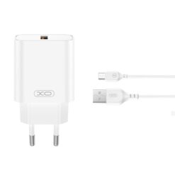 XO wall charger CE33 QC 18W USB white + USB-A to micro USB cable ΑΞΕΣΟΥΑΡ -