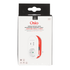 Osio OPS-3001 Λευκό Μονόπριζο με ενσωματωμένο καλώδιο φόρτισης Type-C και 1xUSB Type-Α, 1xType-C, 380J, 3680W HOME & GADGETS HOME & GADGETS 2