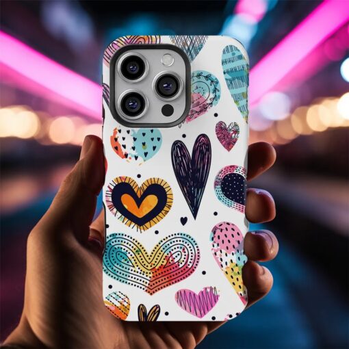 Θήκη iPhone για Όλα τα μοντέλα 3D Design Με Σχέδιο Colorful Hearts (Κωδ:1052) B2B - 8