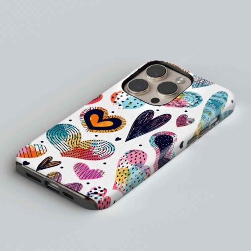 Θήκη iPhone για Όλα τα μοντέλα 3D Design Με Σχέδιο Colorful Hearts (Κωδ:1052) B2B - 3
