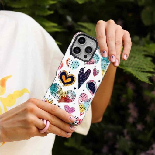 Θήκη iPhone για Όλα τα μοντέλα 3D Design Με Σχέδιο Colorful Hearts (Κωδ:1052) B2B - 4