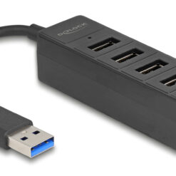 DELOCK USB hub 64350, 4x θυρών, USB 3.0, 5Gbps, USB σύνδεση, μαύρος USB Hubs - Card Readers USB Hub 14