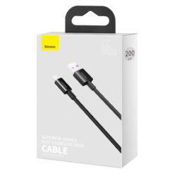BASEUS Cable USB-A- Type-C, 2m, 66W, 6A, Superior S, CATYS-A01 black DATA CABLES DATA CABLES 2