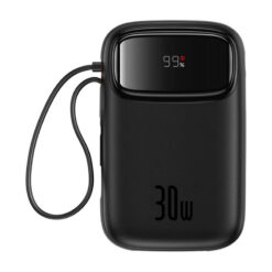 BASEUS Power Bank 10000mAh, 30W + built-in cables 2C, Qpow 2 black – P10055008113-00 POWER BANK Power Bank