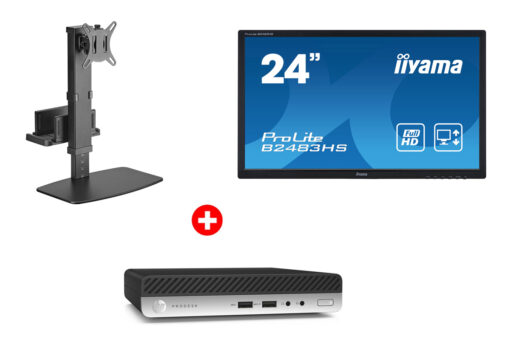 HP PC ProDesk 400 G4 Micro, Refurbished Grade A Repainted, i5-8500T, 8/256GB M.2, με οθόνη B2483HS GA & βάση Refurbished PC i5 8th Gen