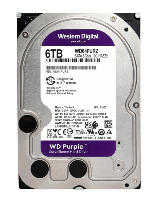 WD σκληρός δίσκος 3.5" Purple Surveillance 6TB, 256MB, 5400RPM, SATA III PC & Αναβάθμιση 6TB