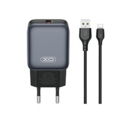 XO 220V 18W, 1*USB-A, with cable USB-A to USB-C (black) – L152 ΑΞΕΣΟΥΑΡ -