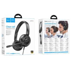 Hoco wired headphones Jack 3,5mm with microphone black Ακουστικά Κεφαλής - 2