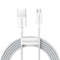 BASEUS Cable USB-A – Micro USB, 2m, 2A, Superior, CAMYS-A02 white DATA CABLES DATA CABLES