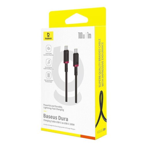 BASEUS Cable Type-C – Type-C, 1m, 100W, Dura Series black+red – P10377803U01-01 DATA CABLES DATA CABLES 10
