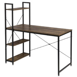 HOME USE γραφείο HUH-0249 με ραφιέρα, 120x60x122cm, καφέ/μαύρο Αναλώσιμα - Είδη Γραφείου Αναλώσιμα - Είδη Γραφείου