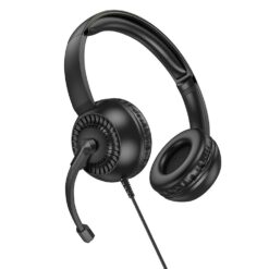 Hoco wired headphones Jack 3,5mm with microphone black Ακουστικά Κεφαλής -