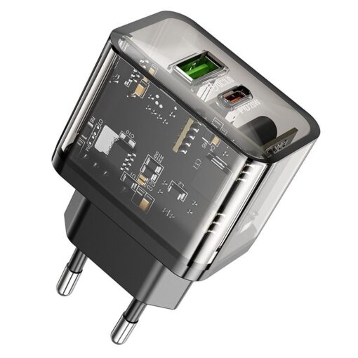 HOCO N34 wall charger USB A +Type C PD QC3.0 3A 20W transparent ΑΞΕΣΟΥΑΡ -