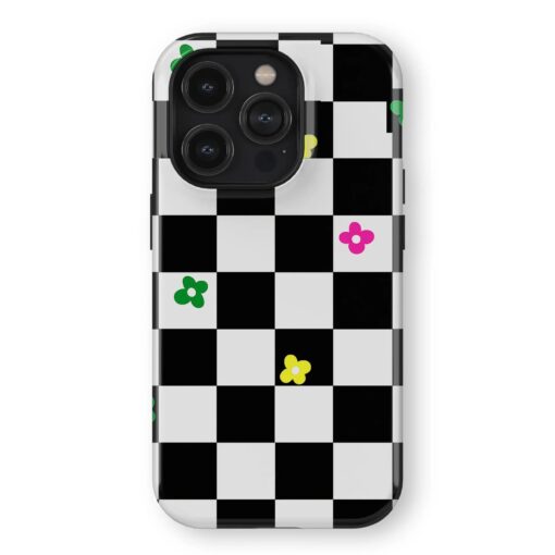 Θήκη iPhone για Όλα τα μοντέλα 3D Design Με Σχέδιο Checkerboard Flower (Κωδ:1168) B2B B2B 2