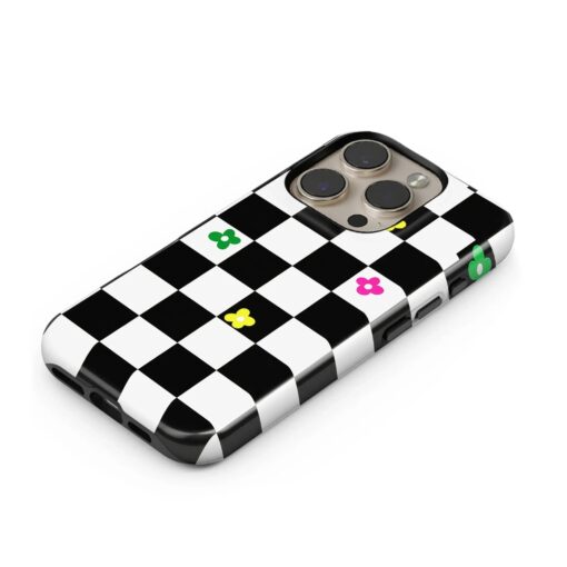 Θήκη iPhone για Όλα τα μοντέλα 3D Design Με Σχέδιο Checkerboard Flower (Κωδ:1168) B2B B2B 3