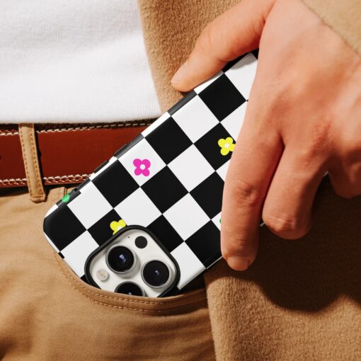 Θήκη iPhone για Όλα τα μοντέλα 3D Design Με Σχέδιο Checkerboard Flower (Κωδ:1168) B2B B2B 8