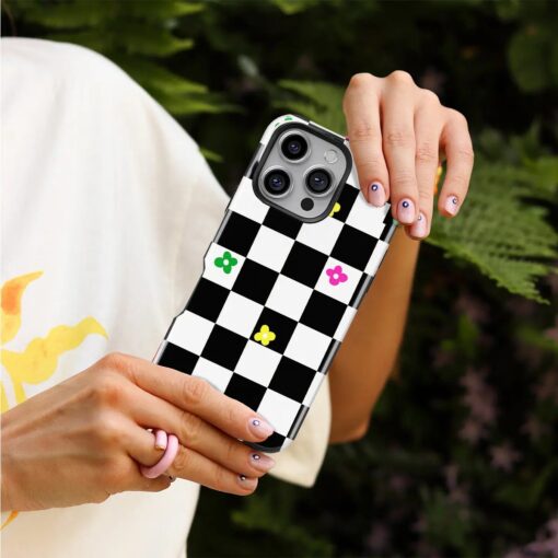 Θήκη iPhone για Όλα τα μοντέλα 3D Design Με Σχέδιο Checkerboard Flower (Κωδ:1168) B2B B2B 6