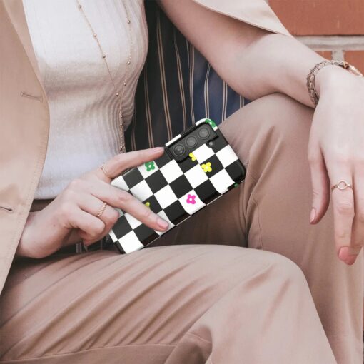 Θήκη iPhone για Όλα τα μοντέλα 3D Design Με Σχέδιο Checkerboard Flower (Κωδ:1168) B2B B2B 9