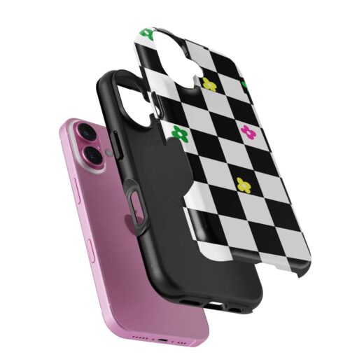 Θήκη iPhone για Όλα τα μοντέλα 3D Design Με Σχέδιο Checkerboard Flower (Κωδ:1168) B2B B2B 5