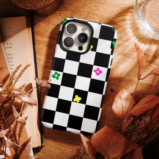 Θήκη iPhone για Όλα τα μοντέλα 3D Design Με Σχέδιο Checkerboard Flower (Κωδ:1168) B2B B2B 7
